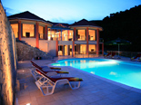 Seafront five star luxury villa on the island of Korcula in Croatia by night