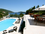 View on pool area and outside terrace in the 5 star luxury villa on the island Korcula in Dalmatia Croatia