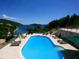 View on pool area in the 5 star luxury villa on the island Korcula in Dalmatia Croatia