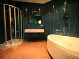 The Turquoise bedroom bathroom in five stars luxury villa on the island of Korcula in Croatia 