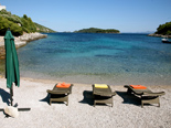 Pebble beach in front of the five star luxury villa on the island of Korcula in Croatia