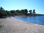 Beach in front of the holiday villa with pool in Mirca on Brac Croatia