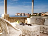 The view on the Old Dubrovnik City walls from the luxury Villa's terrace