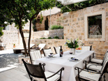 Outside terrace in luxury Dalmatian villa for rent in Hvar in Croatia