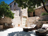 Sunbeds on the outside terrace in luxury Dalmatian villa for rent in Hvar in Croatia