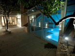 Outside terrace with indoor pool in luxury Dalmatian Hvar rental villa in Croatia