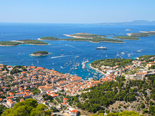 View of the town of Hvar and the archipelago of islands in front of it