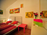Third double bedroom in Hvar villa for rent on the first floor with terrace and breathtaking sea views