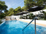 Pool area in Hvar vacation villa with sun leisure amenities  