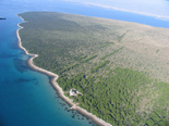 Aerial view on the lighthouse - a five star villa on the island Vir in Zadar region