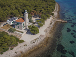 Aerial view on the lighthouse - a five star villa on the island Vir in Zadar region