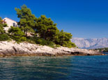 The pool of the modern Dalmatian seafront villa with pool on Brac Island in Split region