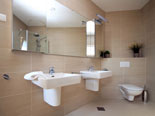 Bathroom in the modern Dalmatian seafront villa with pool on Brac Island in Split region