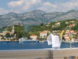 The view on Lopud village from the terrace of the luxury villa on Elaphite island Lopud in Dubrovnik