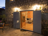 Entrance from terrace in traditional Dalmatian style holiday villa in Milna on Brac island in Croatia