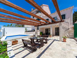 Pool and leisure area in four star holiday rental villa in Povlja on Brač Island in Dalmatia