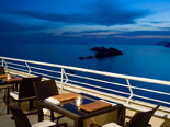 Dusk view from restaurant terrace of five stars Hotel Dubrovnik Palace