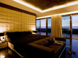 Black Presidential suite bedroom at the five stars Kempinski Hotel Adriatic Istria Croatia