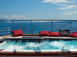 Pool on fly bridge on the luxury charter mega yacht in Croatia based in Split