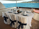 Dining on deck one on Navetta 30 Custom Line a luxury charter yacht in Croatia 