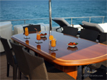 Dining on deck two on Navetta 30 Custom Line a luxury charter yacht in Croatia 