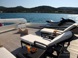 Sunchairs on deck two on Navetta 30 Custom Line a luxury charter yacht in Croatia 