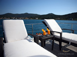 Sunchairs on deck three on Navetta 30 Custom Line a luxury charter yacht in Croatia