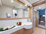 Master cabin bathroom on Ferretti 620 a luxury yacht for charter in Dubrovnik and Croatia