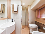 VIP cabin bathroom on Ferretti 620 a luxury yacht for charter in Dubrovnik and Croatia